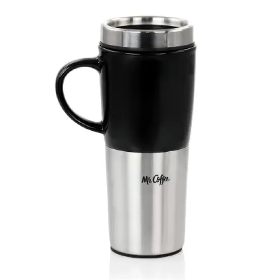 Mr. Coffee 16oz Stainless Steel and Stoneware Travel Mug image {2}