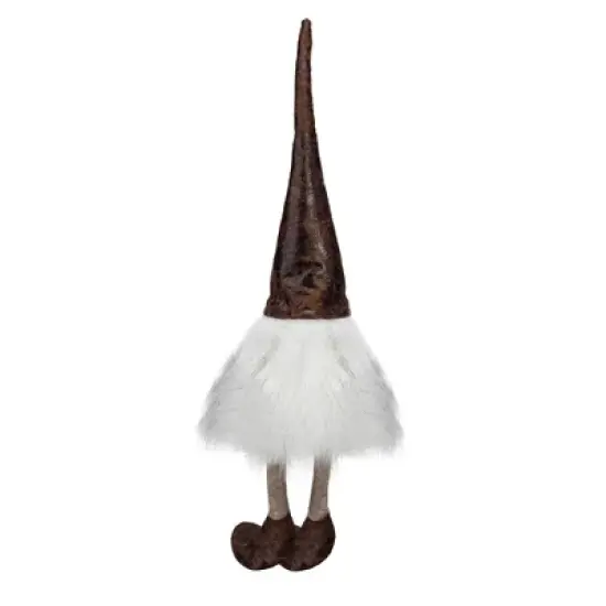 Northlight Rustic Sitting Gnome Christmas Decoration - 12" - White and Brown image {3}