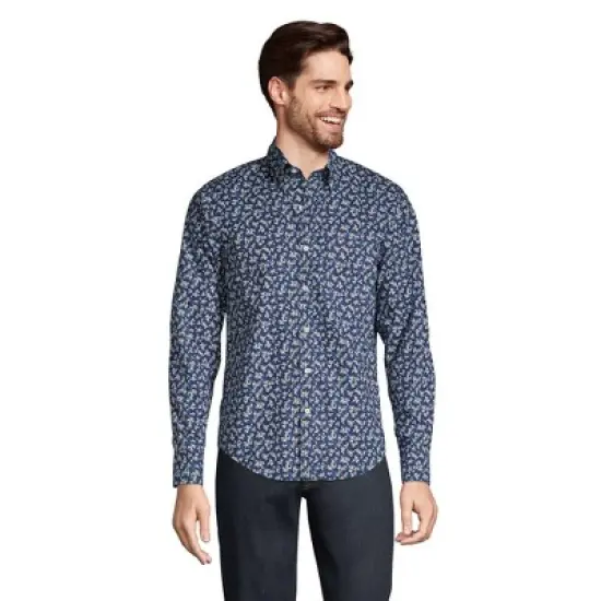 Lands' End Men's Traditional Fit Essential Lightweight Poplin Shirt image {3}