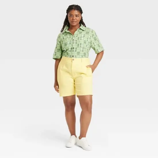 Houston White Adult Twill Shorts - Yellow image {2}