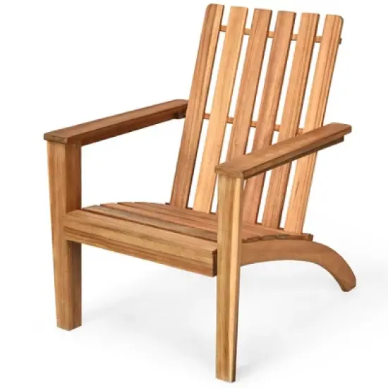 Costway Patio Acacia Wood Adirondack Chair Lounge Armchair Durable Outdoor Garden Yard image {1}
