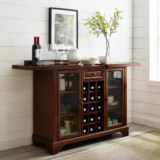 Lafayette Sliding Top Bar Cabinet Mahogany - Crosley image {4}