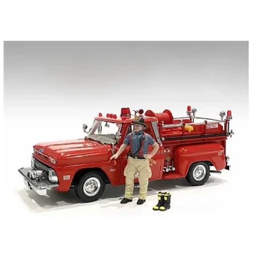 "Firefighters" 6 piece Figure Set (4 Males, 1 Dog, 1 Accessory) for 1/24 Scale Models by American Diorama image {2}
