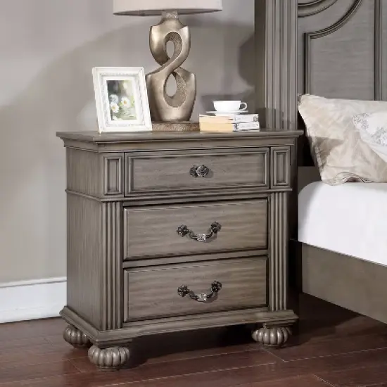 3pc Pennings Traditional Bed Set with 2 Nightstands Gray - HOMES: Inside + Out image {3}