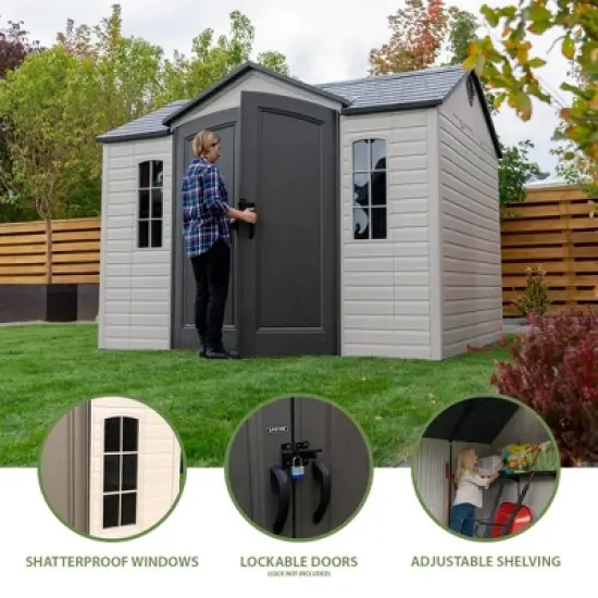 Lifetime 10' x 8' Outdoor Storage Shed Desert Sand: Secure, UV-Protected, Weather-Resistant image {4}