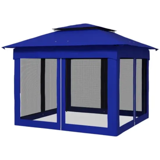 DSVIMOY 11'*11' Pop Up Canopy, Outdoor Patio Gazebo Shelter with Removable Zipper Netting, Instant Event Tent, Blue, 128"*128"*104.3" image {4}