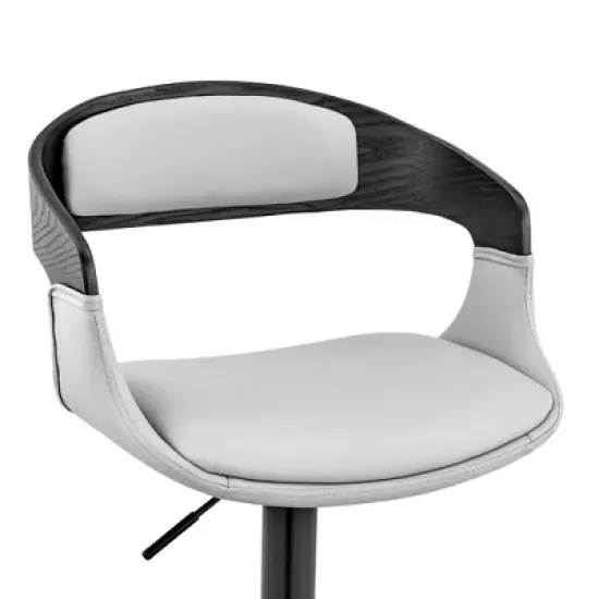 Benson Adjustable Counter Height Barstool with Faux Leather Seat - Armen Living image {3}