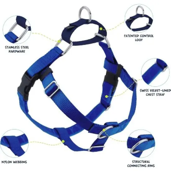 2 Hounds Design Freedom No Pull Dog Harness | Adjustable Gentle Comfortable Control for Easy Dog Walking | 5/8" SM Royal Blue image {1}