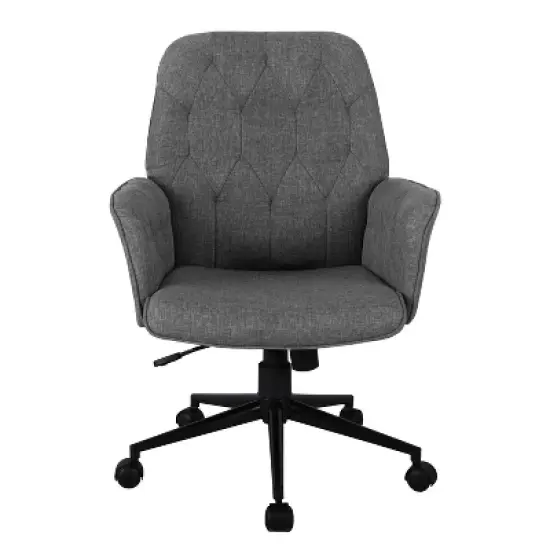 Modern Upholstered Tufted Office Chair with Arms Gray - Techni Mobili image {2}