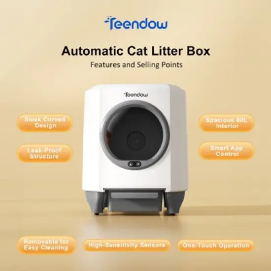 Automatic Self-Cleaning Cat Litter Box with 80L Capacity, Odor Control, APP Control,Washable Design, for Multiple Cats, Includes Mat image {3}