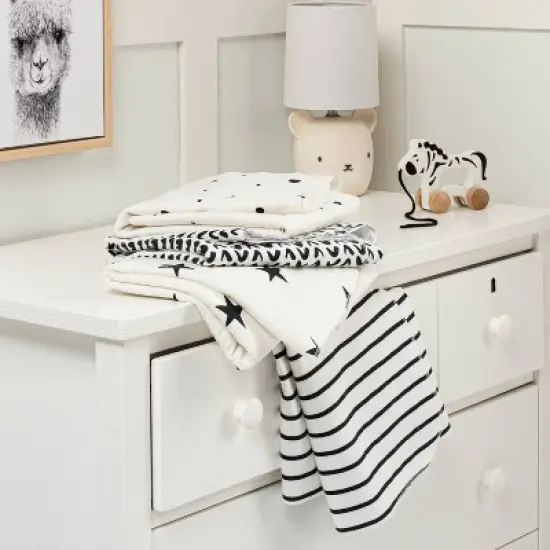 Flannel Baby Blanket - Cloud Island&trade; - Black/White - 4pk image {1}