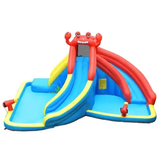 Costway Inflatable Water Slide Crab Dual Slide Bounce House Splash Pool W/ 950W Blower image {8}