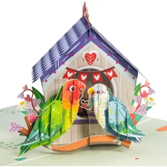 Frndly by Paper Love 3D Love Birds House Pop Up Card - 8" x 6" image {7}