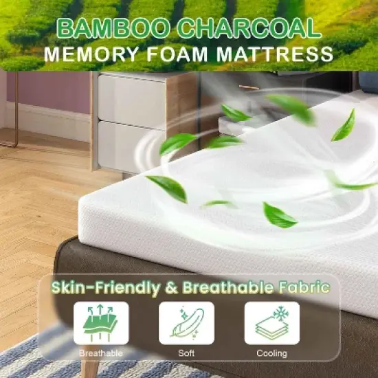 BestMassage 5 Inch Mattress Bamboo Charcoal Memory Foam Mattress Medium Firm Mattress CertiPUR-US Certified image {5}