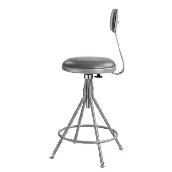 24"-30" Height Adjustable Heavy Duty Vinyl Padded Swivel Steel Accent Barstool with Backrest Gray - Hampden Furnishings image {2}