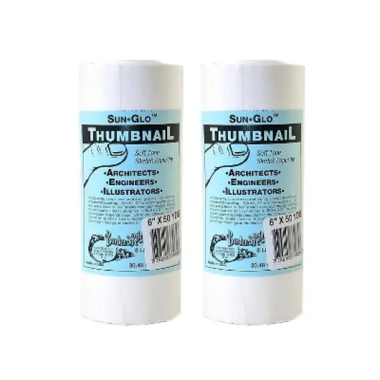 Borden and Riley Sun-Glo Thumbnail Paper Rolls 6" x 50&nbsp;Yds White 2/Pack (PK2-35WR065000) image {1}