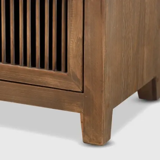 Clement 2 Drawer Wood Spindle Nightstand Brown - Baxton Studio image {5}