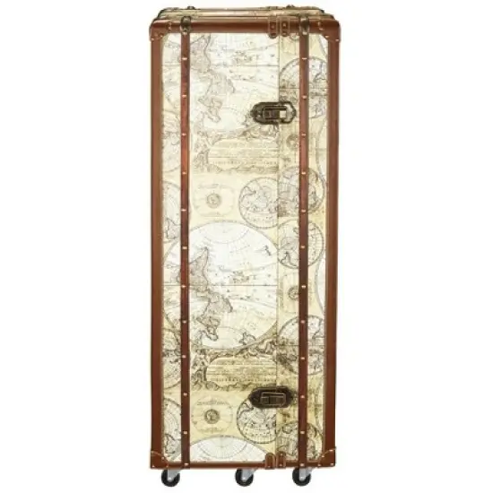 Design Toscano Italian-Style World Map Cocktail Bar Steamer Trunk image {4}