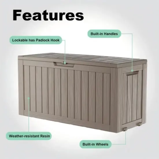 Chic Crate 75-gal Water Resistant Resin Lockable Deck Box - Light Gray image {5}