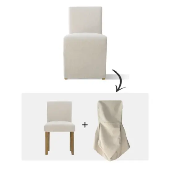 Removable Slipcover Dining Chairs,Armless Accent Chairs with Skirt,Upholstered Parsons Chairs for Living Room or Dining Room-Maison Boucle image {2}