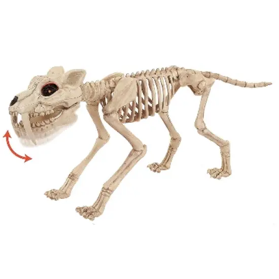 18 1/2" Light-Up Tiger Skeleton Animated Prop Halloween Decoration image {1}