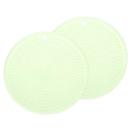 Unique Bargains Round Heat Resistant Silicone Trivet Mat with Hang Hole for Pots 2 Pcs image {4}