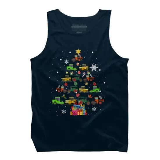 Men's Design By Humans Christmas Tractor Tree Gift Farmer Shirts Funny Tractor Xmas By VitMon Tank Top image {5}