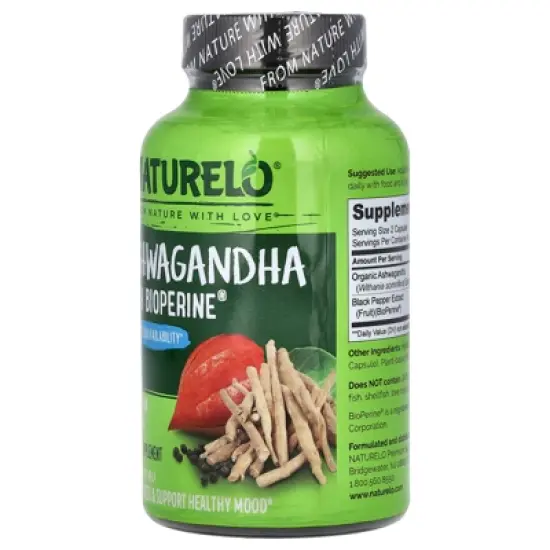 NATURELO Ashwagandha With BioPerine&reg;, 90 Vegetarian Capsules image {2}