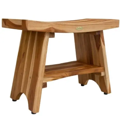 EcoDecors&reg; Serenity&reg; 24" Teak Wood Shower Bench with Shelf in EarthyTeak Finish image {1}