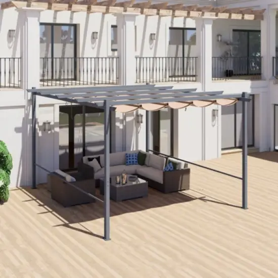 Aoodor Pergola Replacement Canopy- Retractable Sun Shade Cover with Water-Resistant & UPF 50+ UV Blocking for Outdoor Patio image {6}