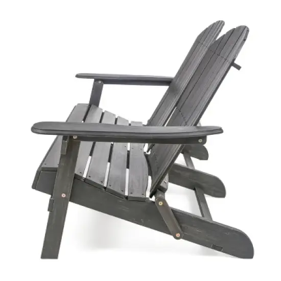Christopher Knight Home Malibu Outdoor Acacia Wood Folding Adirondack Loveseat image {3}