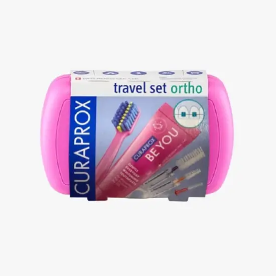 Curaprox Ortho Travel Set Pink, Complete Braces Care Kit for On-the-Go Oral Hygiene image {6}