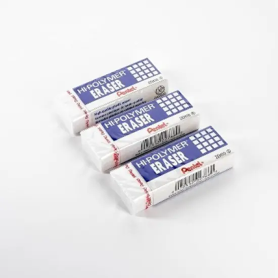 Pentel Hi-Polymer Block Eraser White 3/Pack ZEH10BP3K6 image {2}