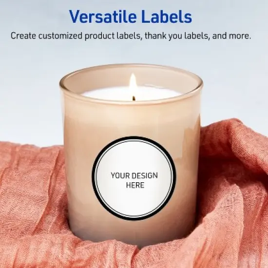 Avery Printable Round Labels, Double Black Border, 3" Diameter, Glossy White Round Labels, Permanent, Laser/Inkjet, 60ct, Great for Product Labels image {5}