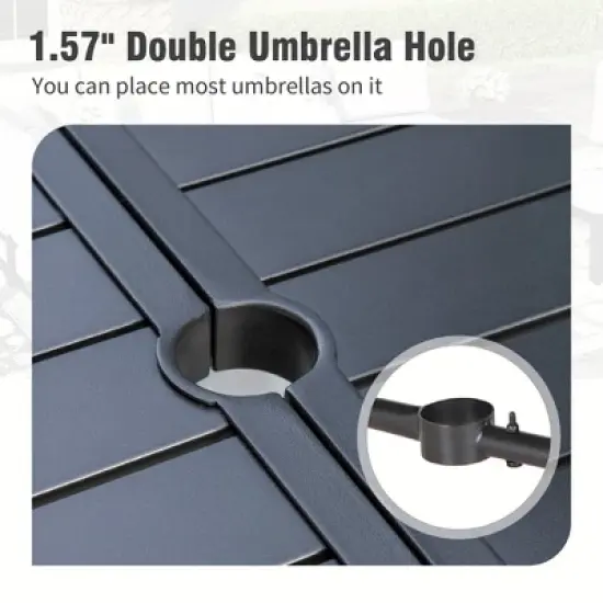 Captiva Designs 7pc Patio Dining Rectangular Steel Table & Pre-assembled Textilene Reclining Foldable Chairs image {3}