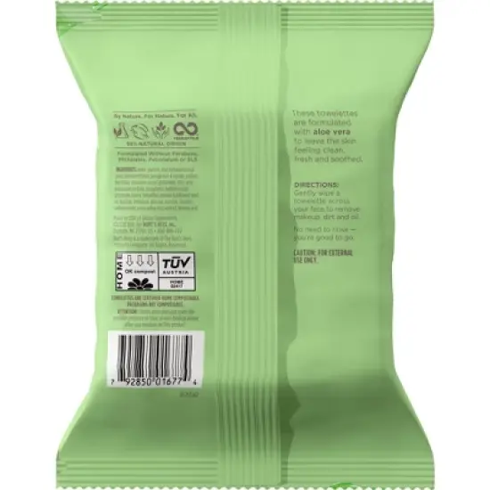 Burt's Bees Facial Cleansing Towelettes Unscented Makeup Remover Wipes - 30ct image {1}