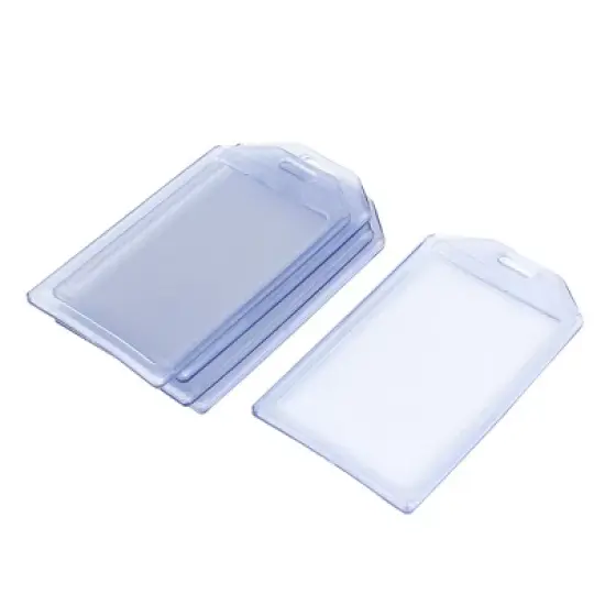 Unique Bargains Clear Blue PVC Soft Vertical Waterproof ID Work Badge Card Holder 5 Pcs image {5}