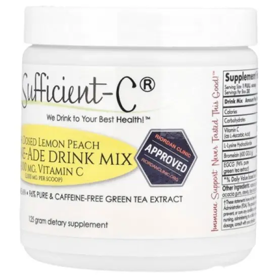Sufficient C High Dosed Immune-Ade Drink Mix, Lemon Peach, 125 g image {2}