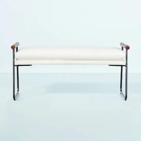 Cushioned Metal & Wood Bench - Cream/Black - Hearth & Hand&trade; with Magnolia image {2}