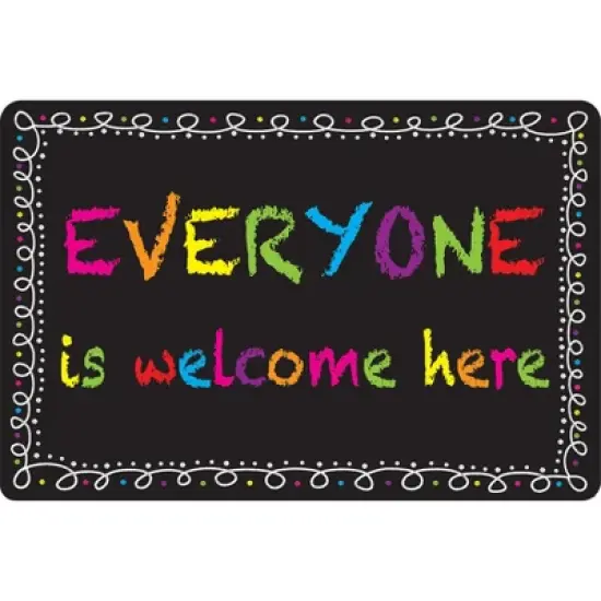 Smart Poly&reg; Welcome Mat with Slip Resistant Backing, 15.5" x 23.5", Chalk Loops Everyone Welcome image {4}