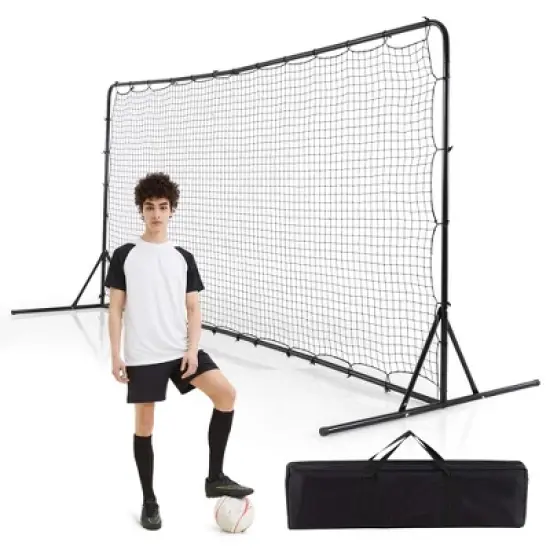 Costway Soccer Rebounder Net 12 x 6 FT Portable Football Training Equipment with Net White/Black image {9}