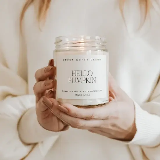 Sweet Water Decor Hello Pumpkin 9oz Clear Jar Soy Candle image {1}