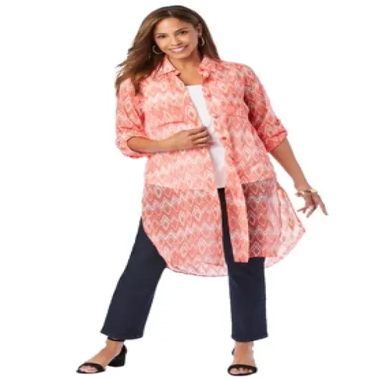 Jessica London Women&rsquo;s Plus Size Sheer Georgette Mega Tunic image {6}