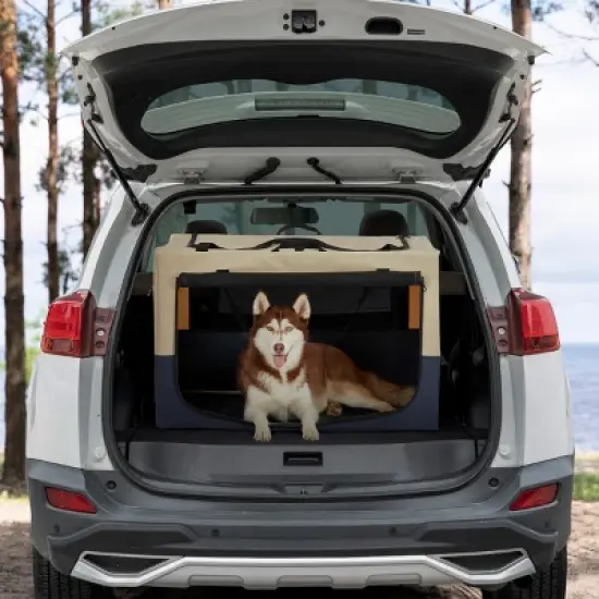 Pet Carrier Bag For Dogs With Adjustable Fabric Cover, Dog Crates For Small Dogs, Dog Crates Travel, Dog Crates Outside With 3 Door-Cuddlewood image {2}