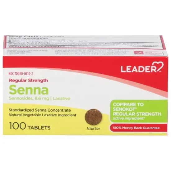 Leader Tablets 8.6 mg Regular Strength Senna 100 Tablets image {7}