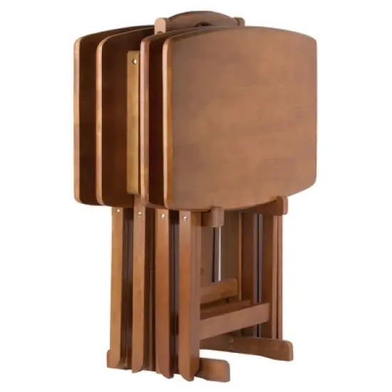 5pc Dylan Oversize Snack Table Set Teak Brown - Winsome image {1}