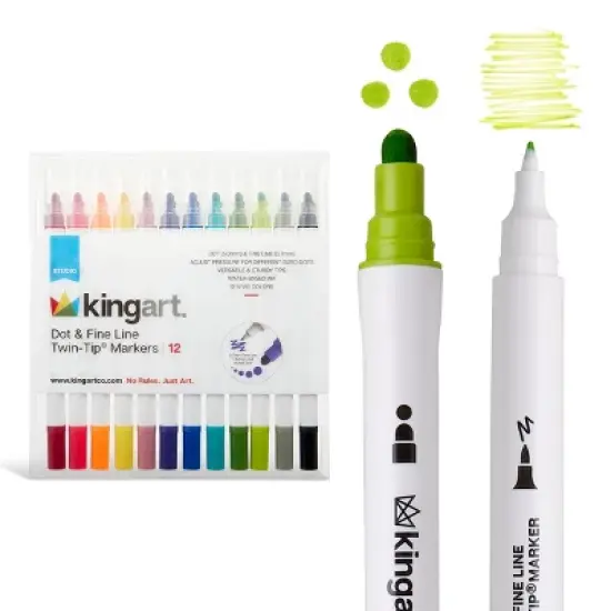 KINGART Dot Tip Markers 12 Colors image {6}