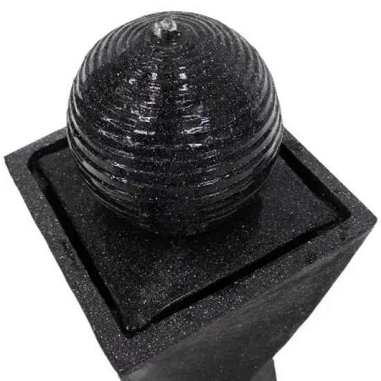 Sunnydaze Outdoor Black Ball Solar Powered Water Fountain with Backup Battery and LED Light - 32" - Black image {8}
