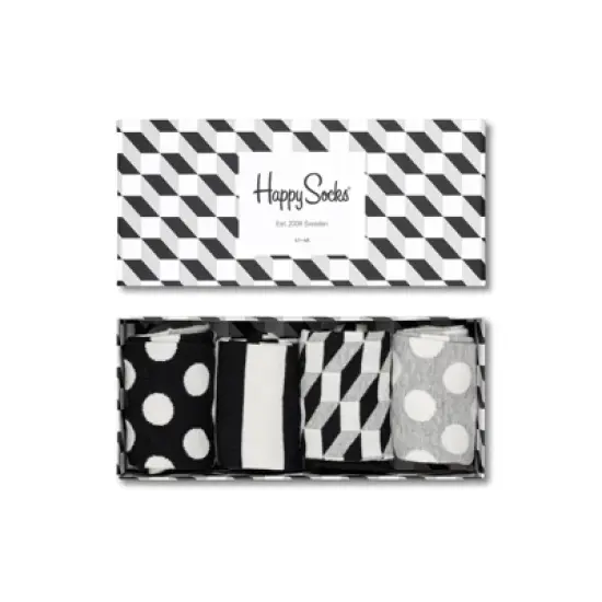 Happy Socks Adult 4pk Black & White Socks Gift Set image {8}