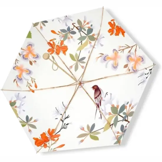 Clotth Folding Umbrella - Sunny and Rainy Dual-use Parasol, Lightweight Portable, Colored printed Double-purpose Sunshade, Golden - Early Spring image {3}